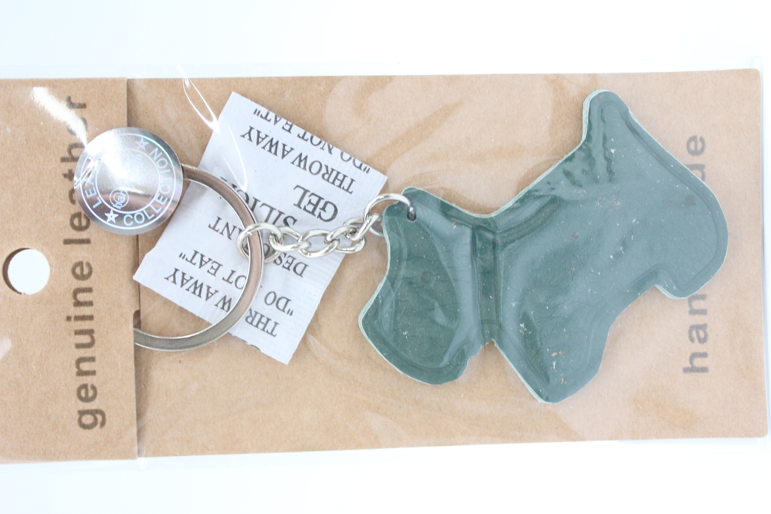 レザーキーホルダー/犬（グリーン）