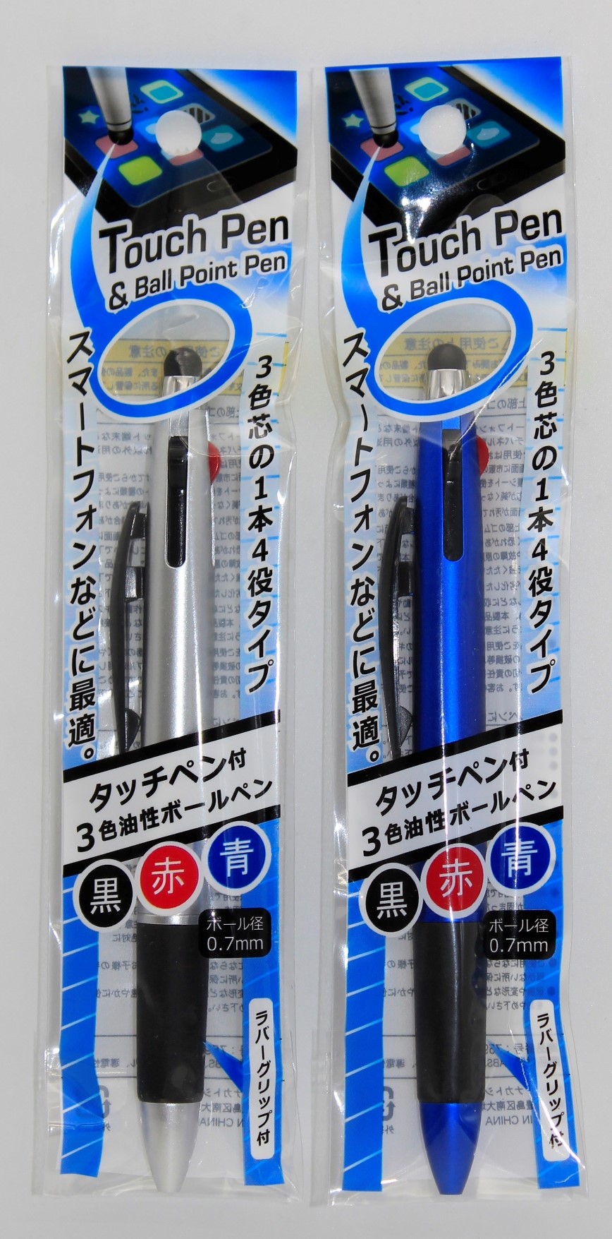 ﾀｯﾁﾍﾟﾝ付　３色油性ボールペン