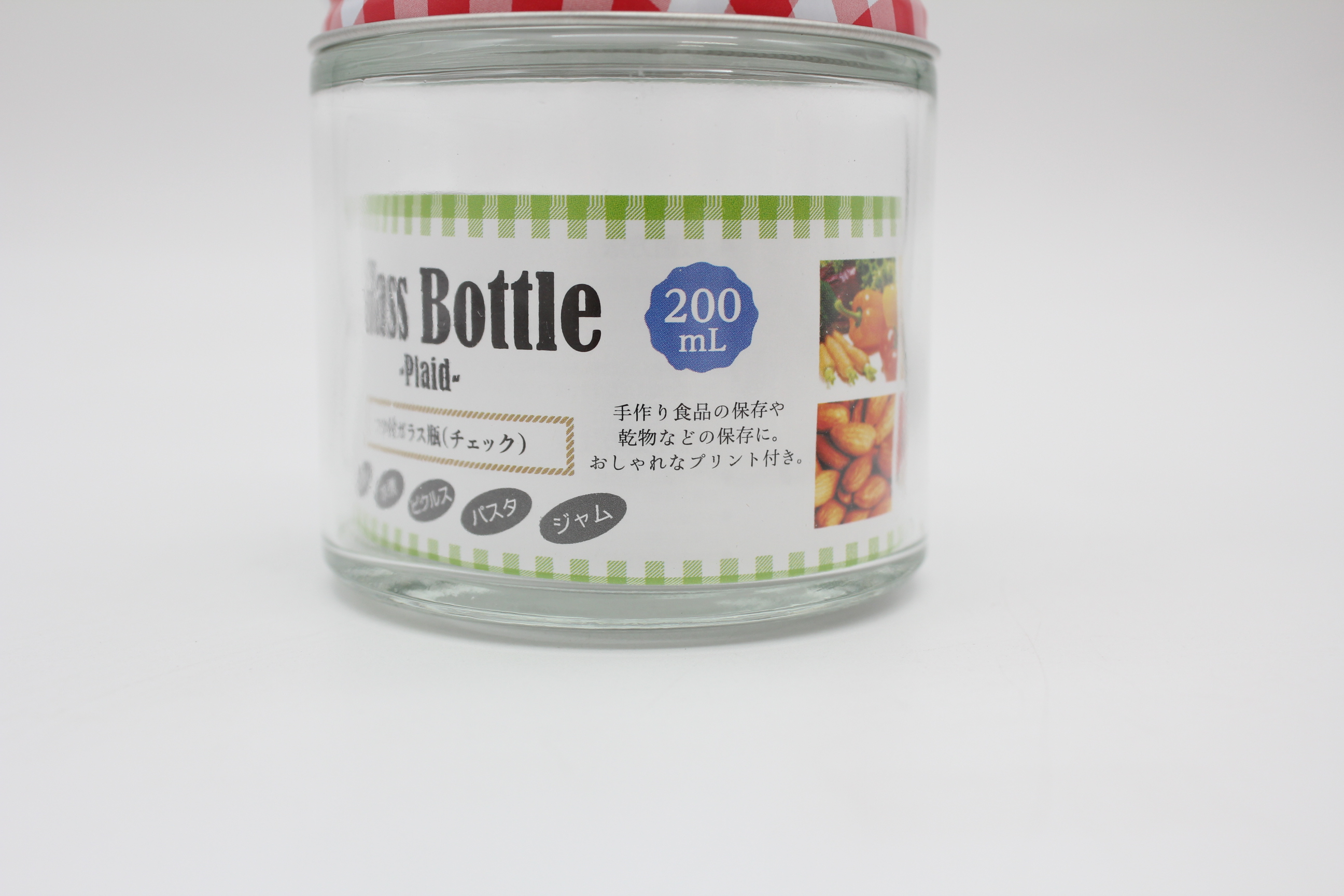 フタ付ガラス瓶（チェック）200ｍｌ