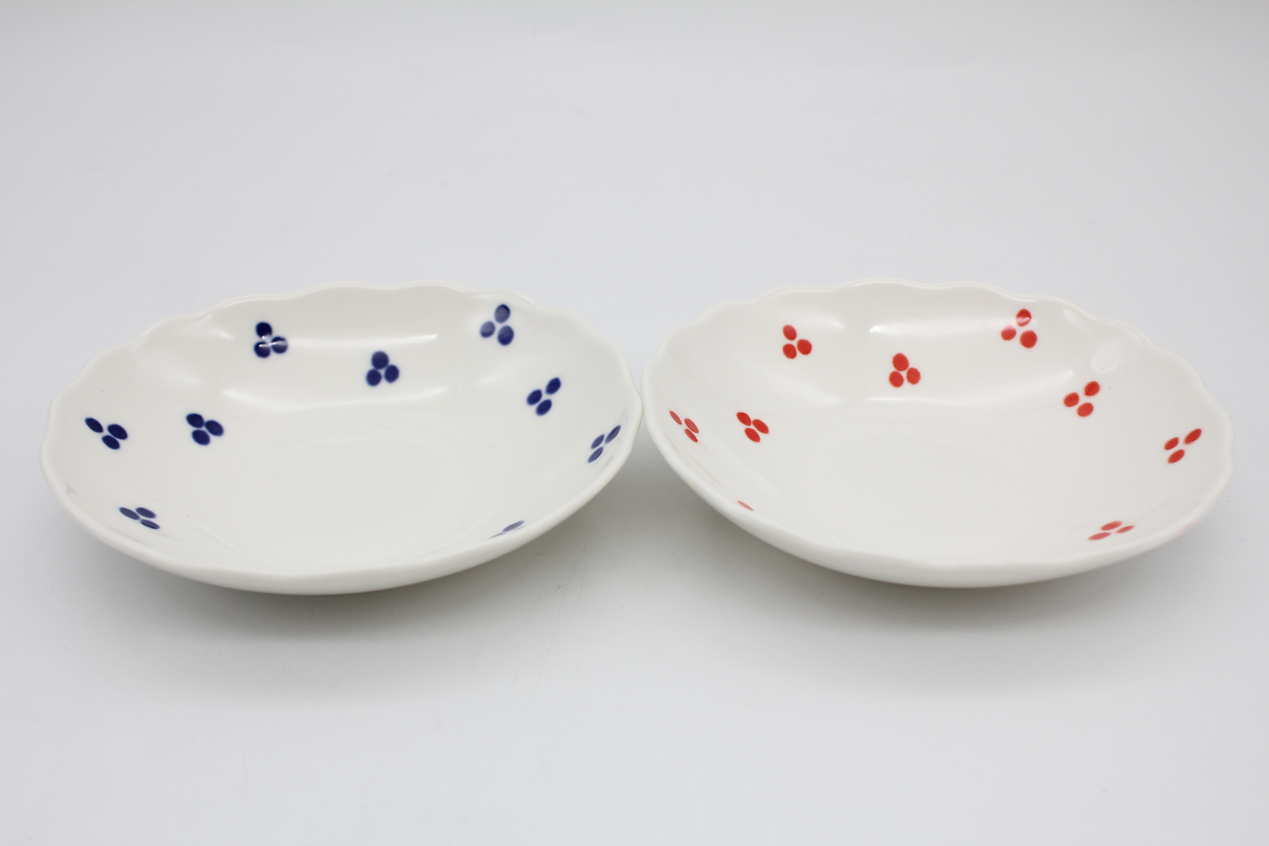 ピンドット　楕円小皿　2色アソート