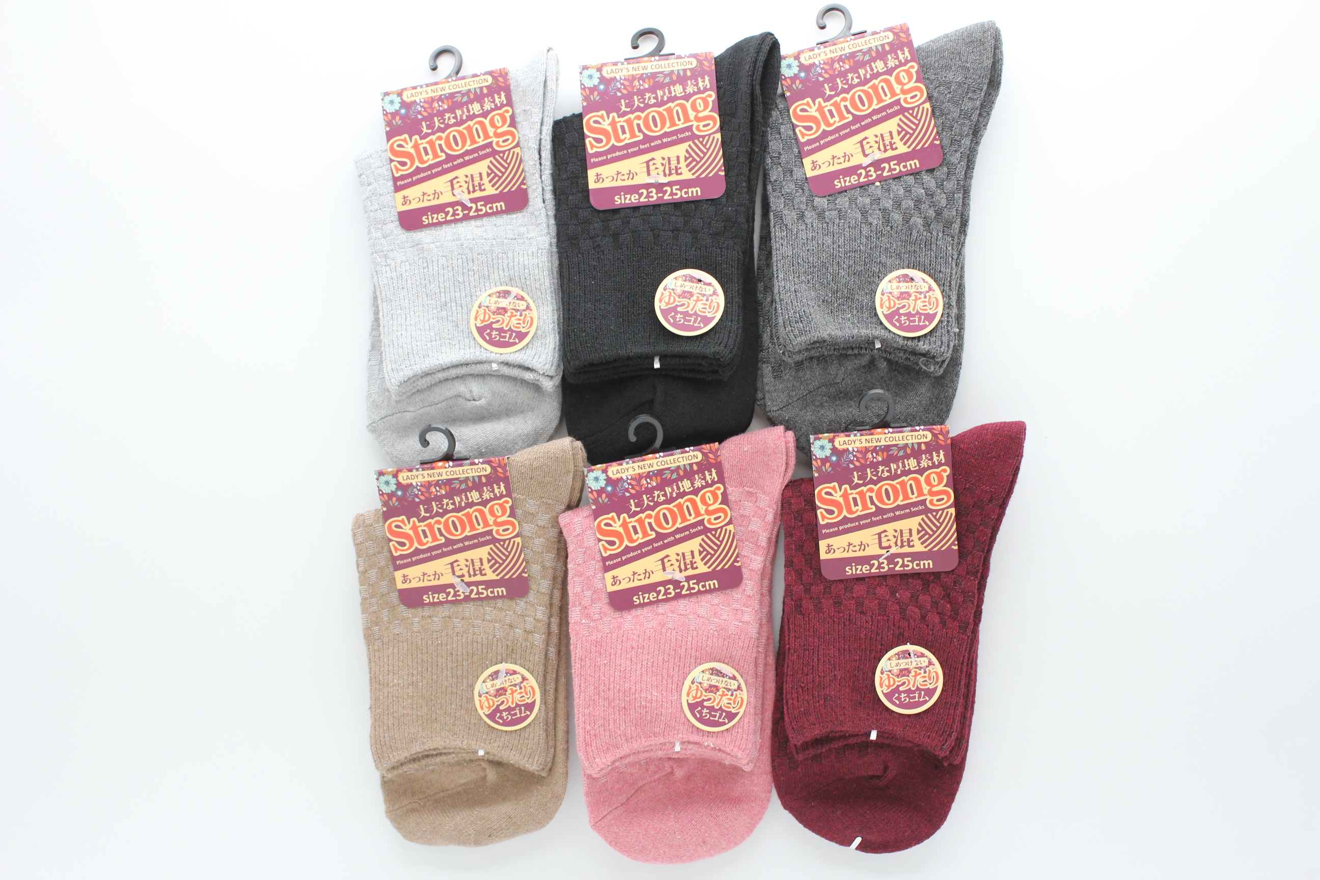 婦人毛混厚地リンクソックス