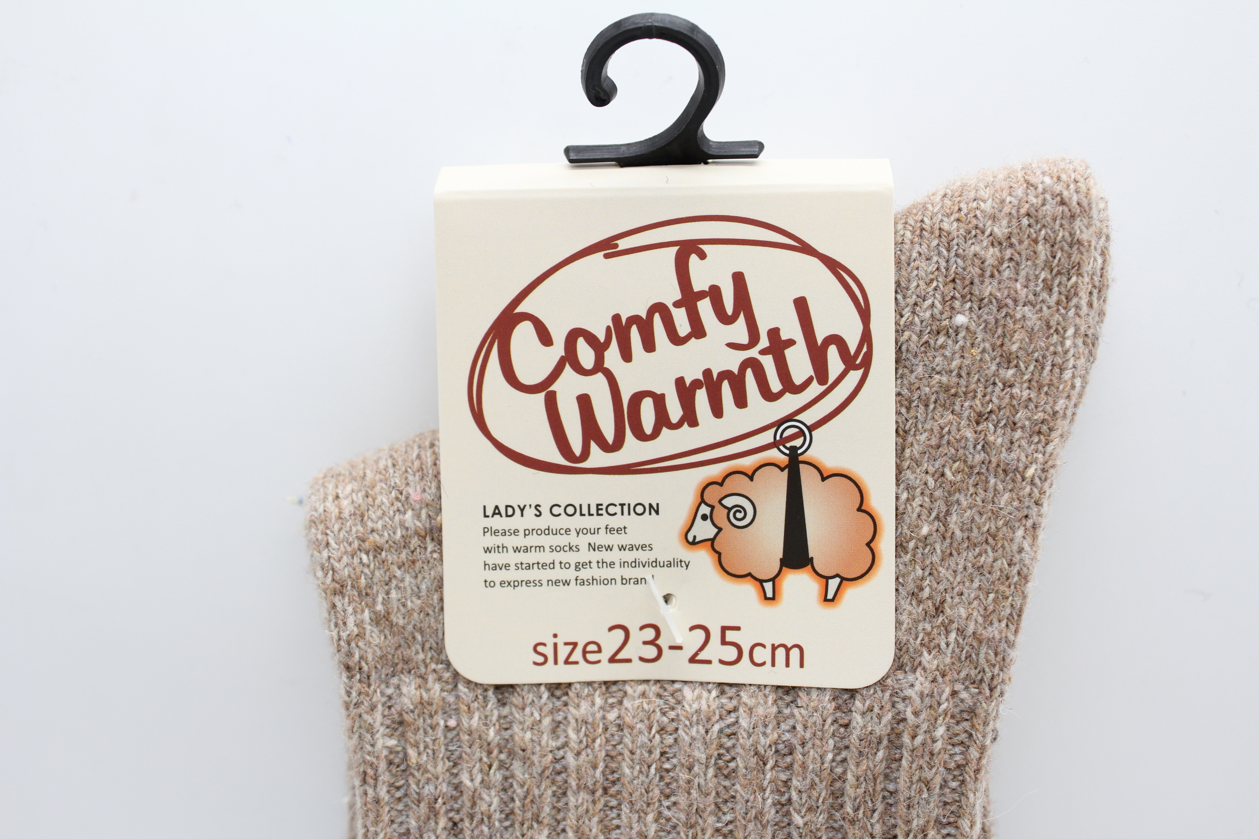 婦人ラムウール混半リブソックス