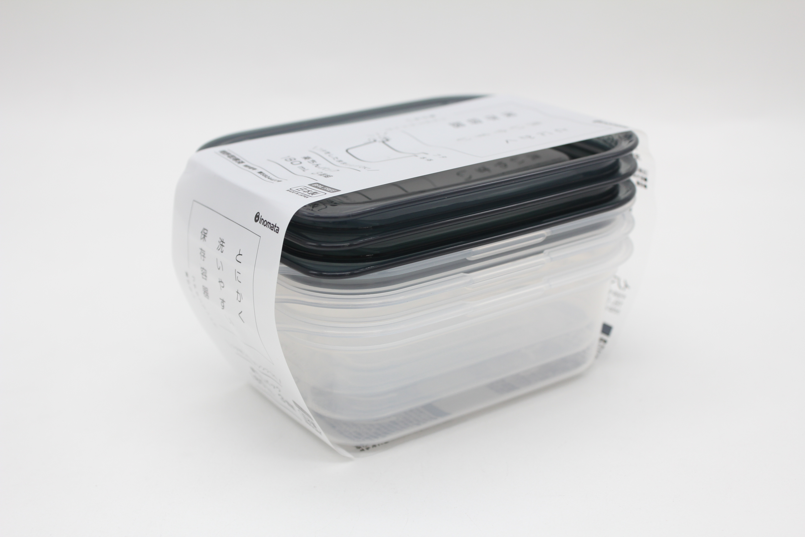 楽ちんパック　角型180ｍｌ　3個組ｸﾘｱBLK