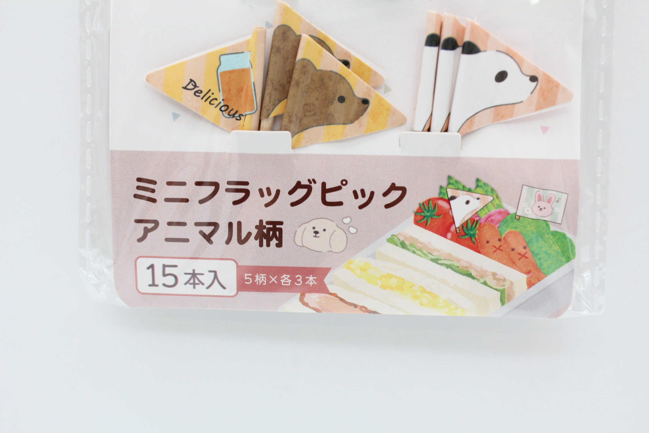 ﾐﾆﾌﾗｯｸﾞﾋﾟｯｸ　ｱﾆﾏﾙ柄　15本