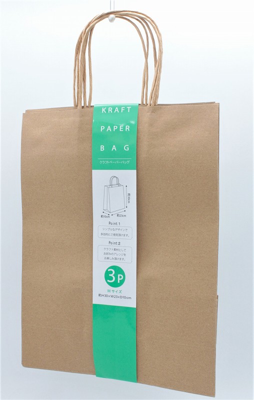 ﾍﾟｰﾊﾟｰﾊﾞｯｸﾞ　Ｍ　3Ｐ　ｸﾗﾌﾄ無地