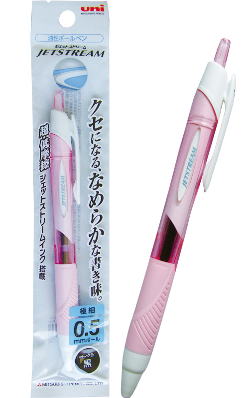 三菱ｼﾞｪｯﾄｽﾄﾘｰﾑ0.5極細　黒ｲﾝｸ ﾗｲﾄﾋﾟﾝｸ