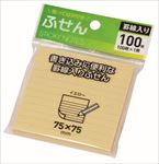 ふせんﾒﾓ 罫線 ｲｴﾛｰ　75Ｘ75 　100枚